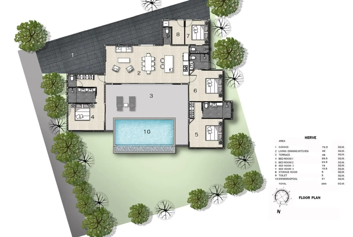 Floor-plan-Aether Golden Pool Villas – Plots 1–4 (3 Bedrooms)
