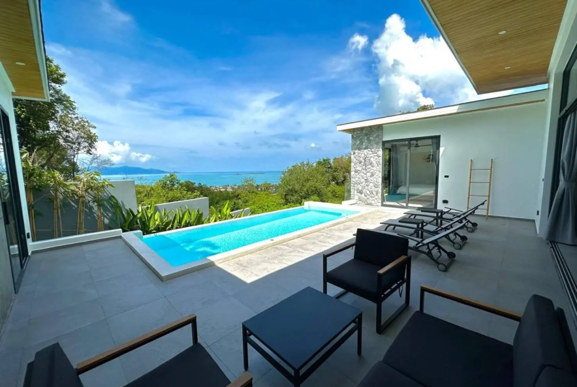 Modern 3-Bedroom Sea View Pool Villa for Sale in Bophut, Koh Samui