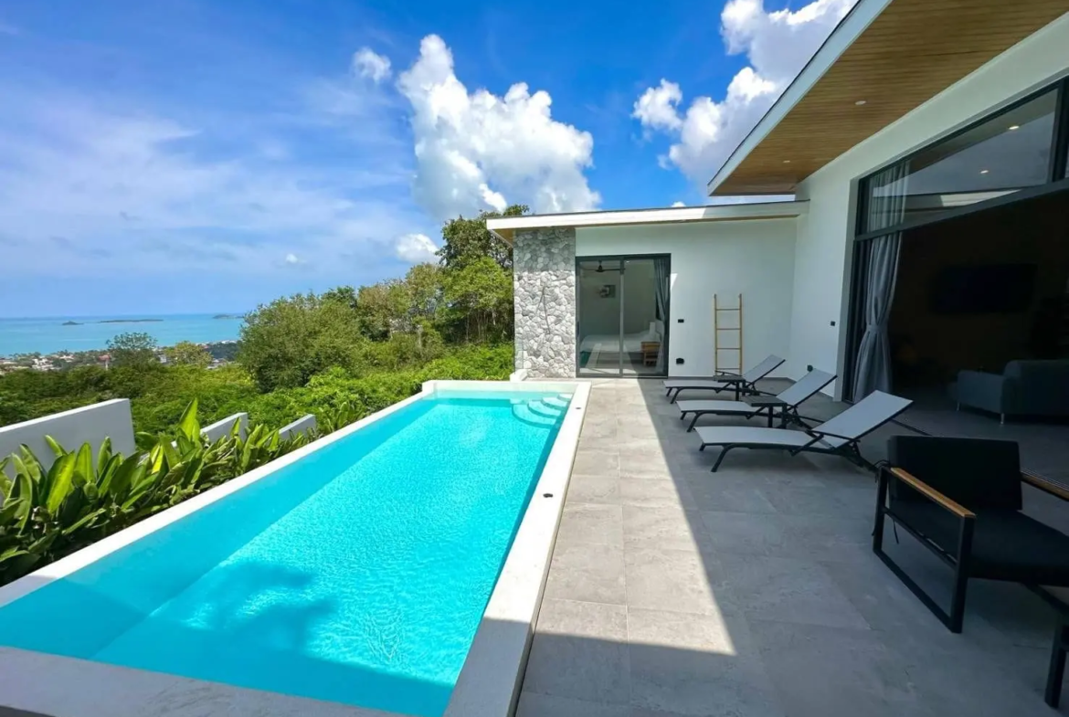 Modern 3-Bedroom Sea View Pool Villa for Sale in Bophut, Koh Samui