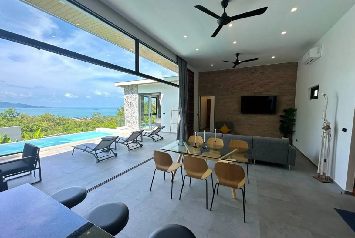 Modern 3-Bedroom Sea View Pool Villa for Sale in Bophut, Koh Samui