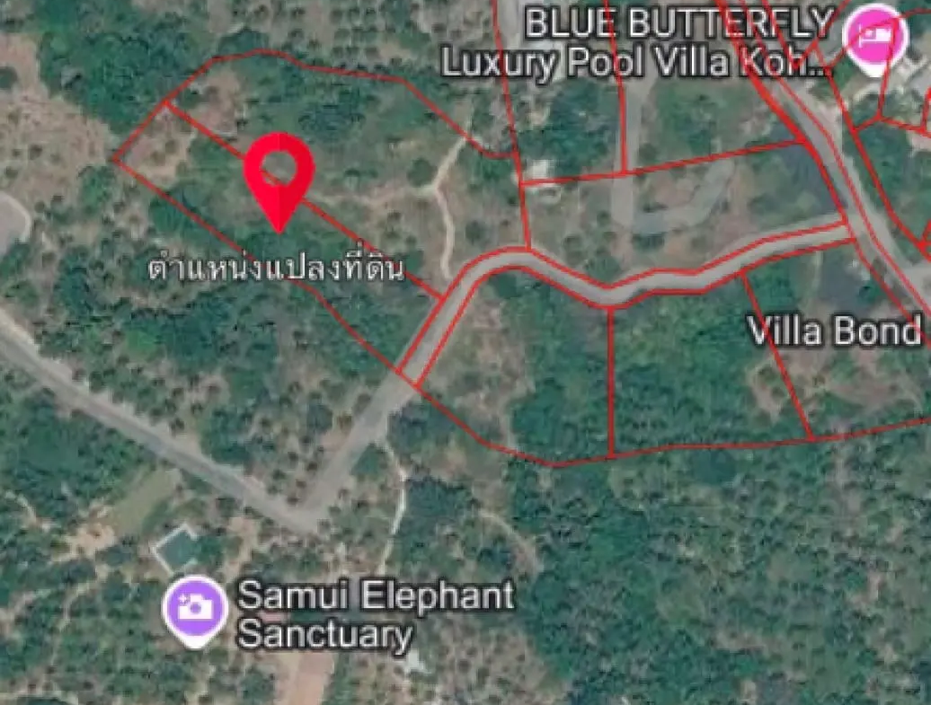 Prime Land Parcel with Partial Sea View for Sale in Chaweng Noi, Koh Samui – Red Title Deed (Chanote), Public Road Access & Electricity Ready